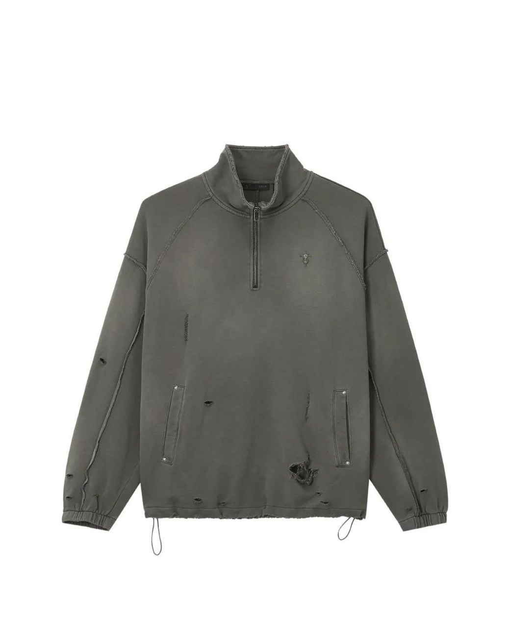 FIVE CM Gray Sweat À Zip Partiel À Effet Usé for men
