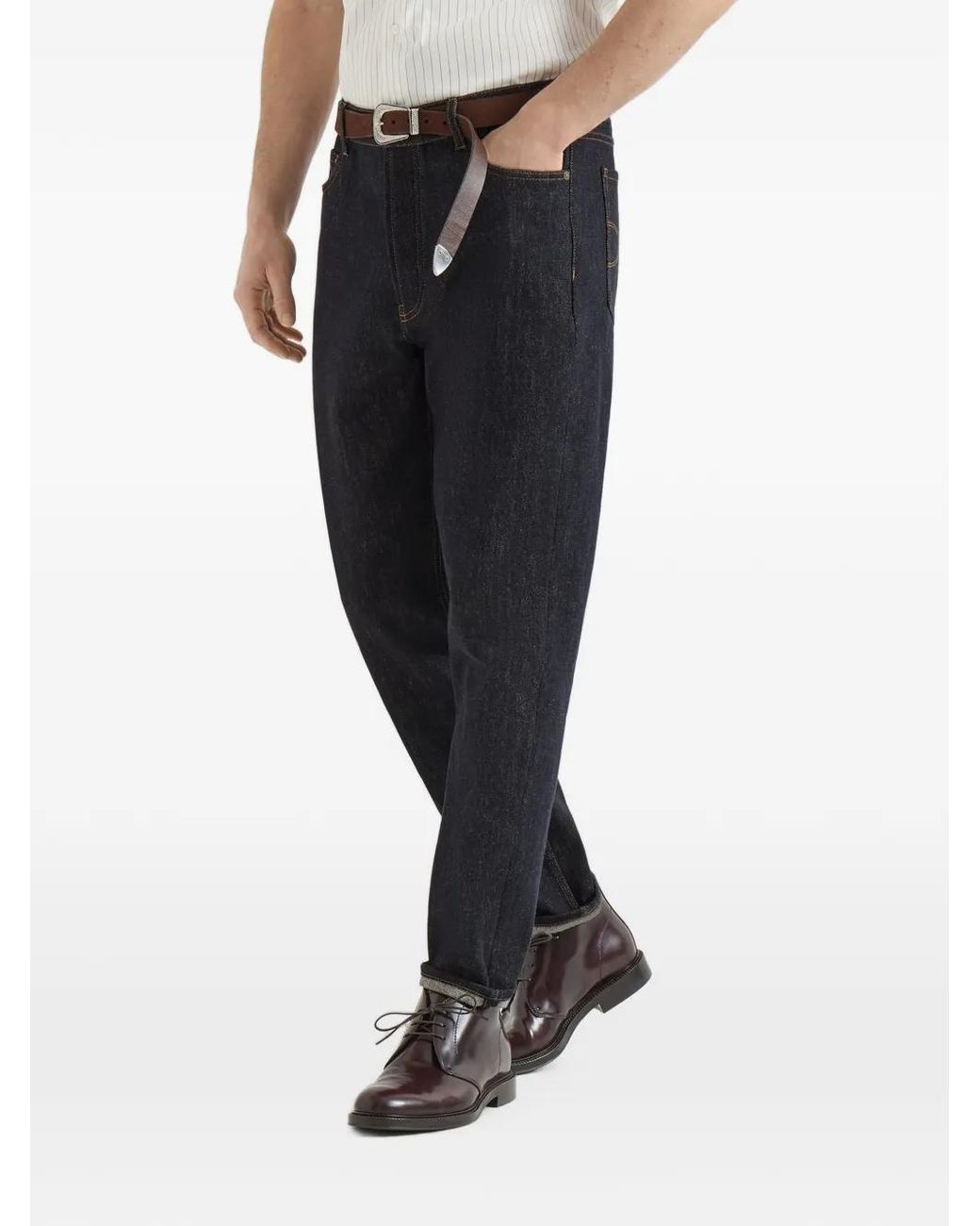 Brunello Cucinelli Blue No-Fade Denim Trousers for men