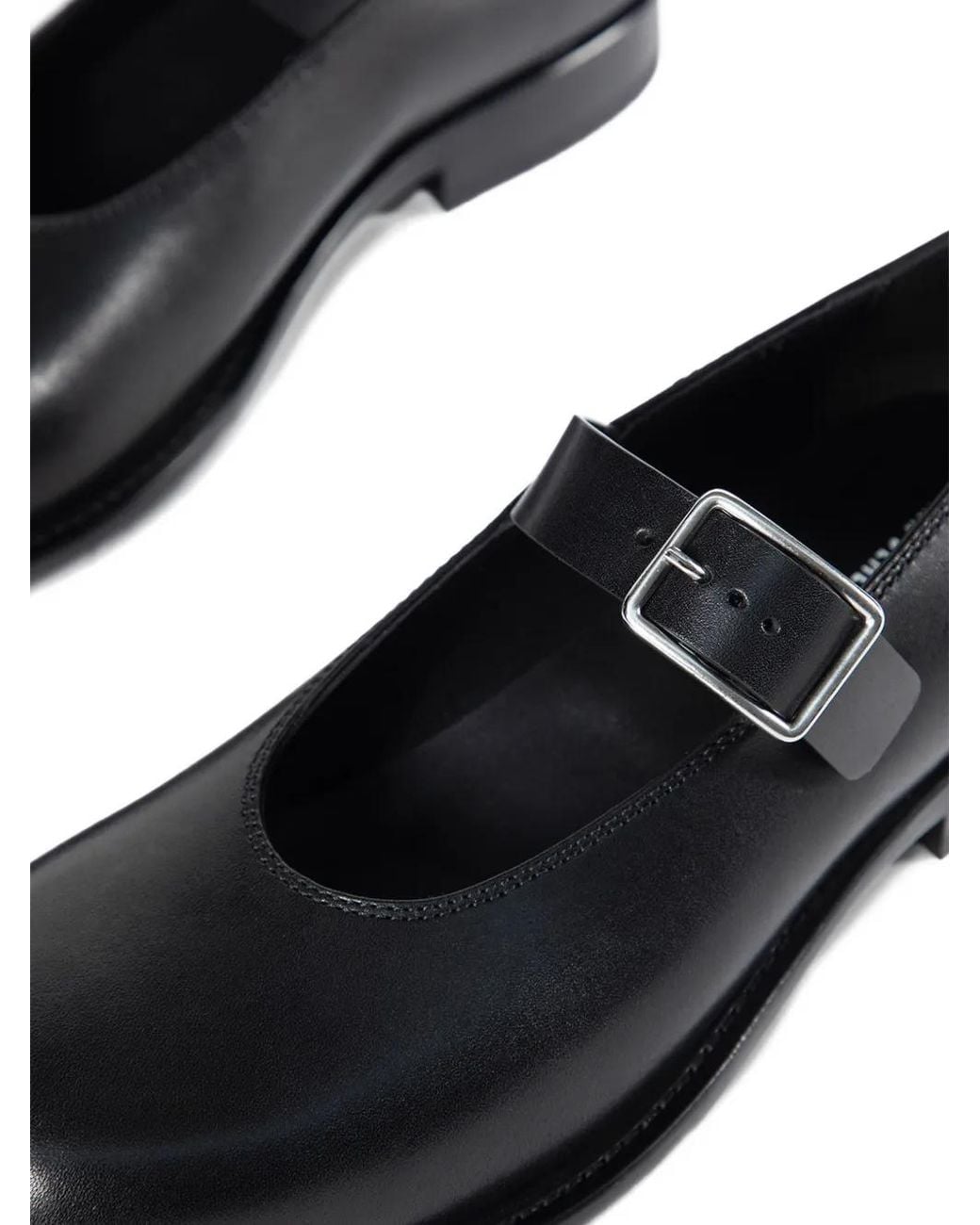 Ann Demeulemeester Black Buckled Leather Loafers