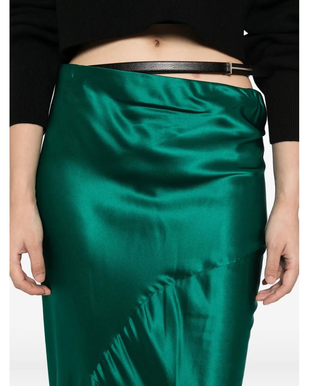 Tom Ford Green Bias Silk Skirt
