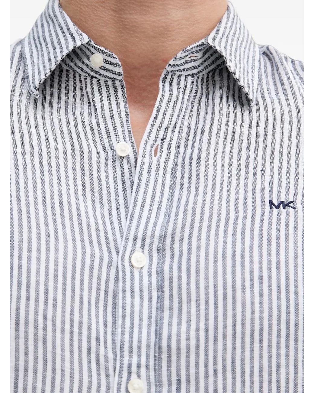 Michael Kors Gray Chemise Rayée En Lin for men