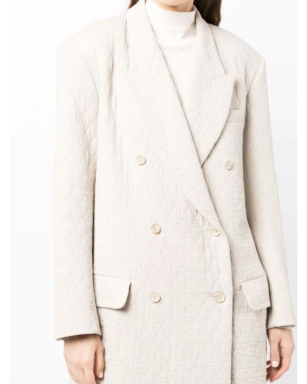 Uma Wang White Double-Breasted Tailored Coat