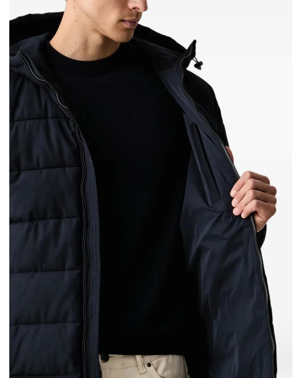 Trussardi Blue Quilted Hooded Jacket for men