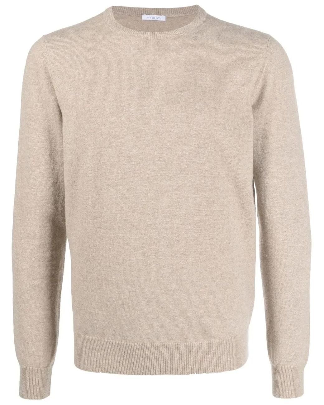 Malo Natural Round Neck Sweater In Wool for men