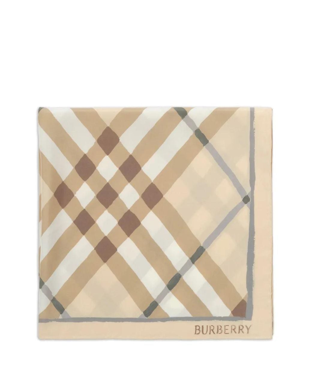 Burberry Natural Watercolour Check Silk Scarf