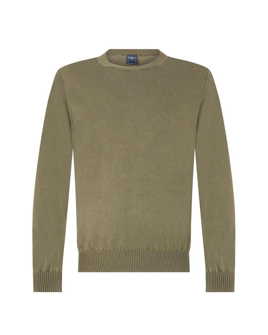 Fedeli Green Crew-Neck Long-Sleeve Sweater for men