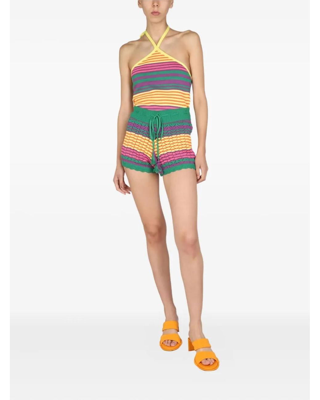 Gallo Yellow Striped Halter-Neck Top