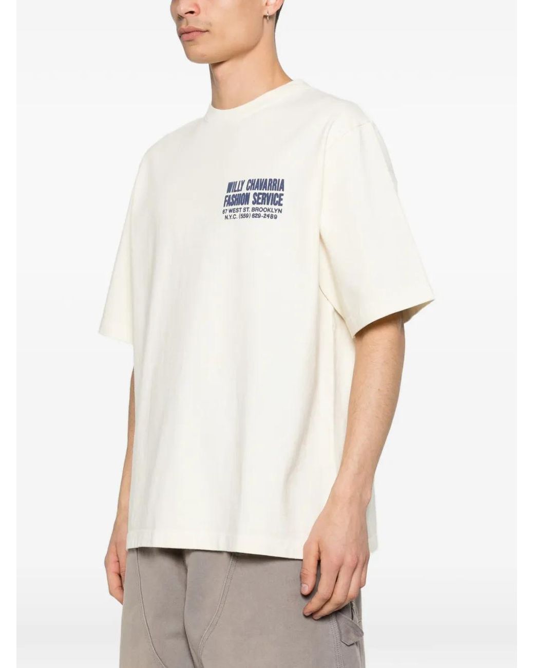 Willy Chavarria White Short-Sleeve Graphic T-Shirt for men