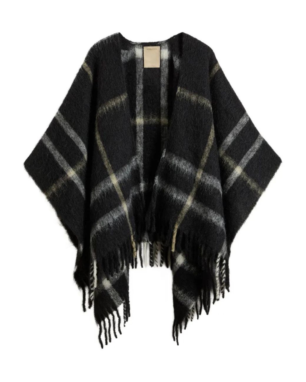Woolrich Black Alpaca-Mohair Blend Cape