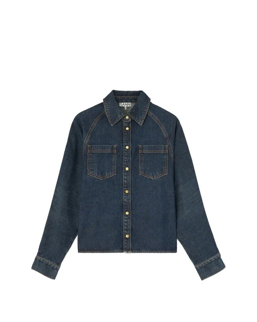 Ganni Blue Textured-Denim Jacket