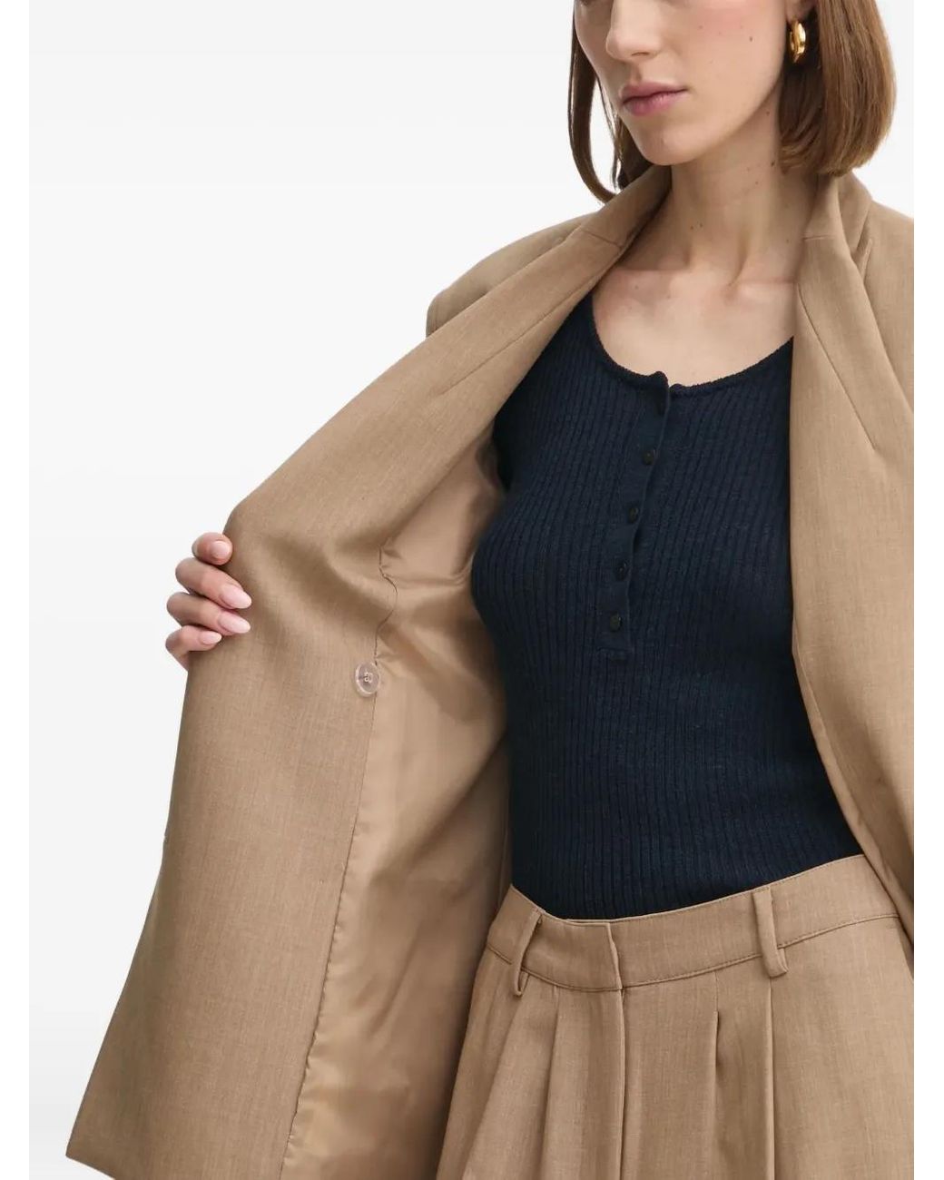 Herskind Natural Double-Breasted Buttoned Blazer