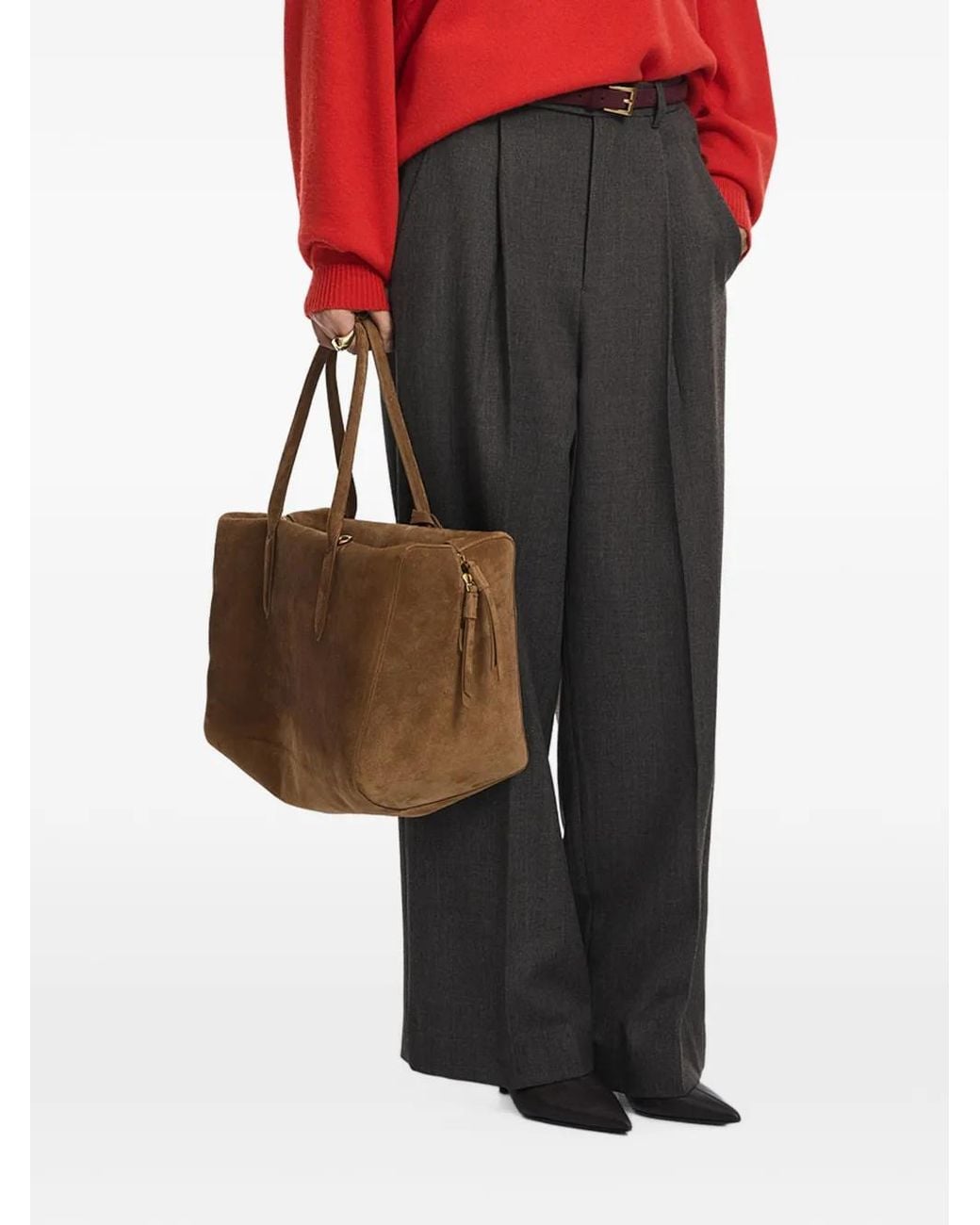 JNBY Brown Pleated Tailored Trousers