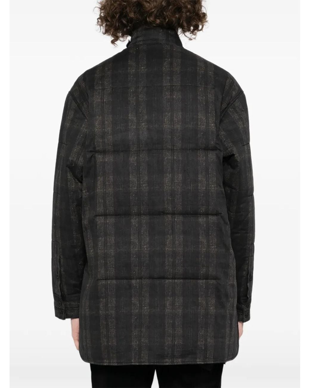 Yohji Yamamoto Black Plaid Padded Jacket for men