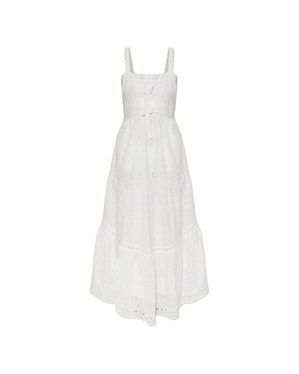 Ulla Johnson White Broderie-Anglaise Tiered Maxi Dress