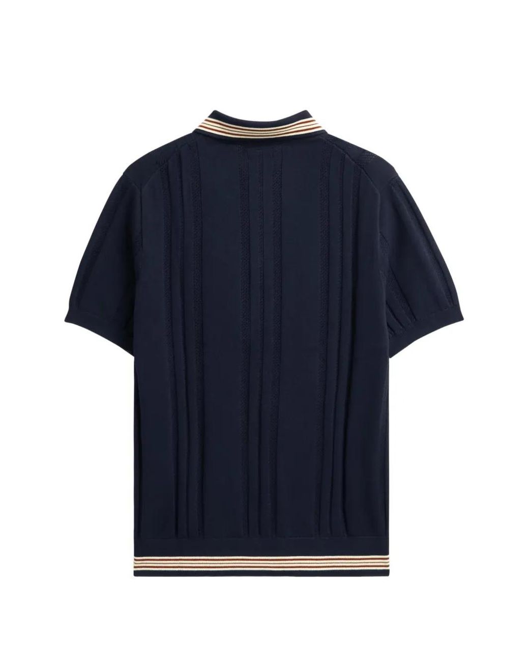 Pringle of Scotland Blue Textured Trim-Striped Polo Shirt for men