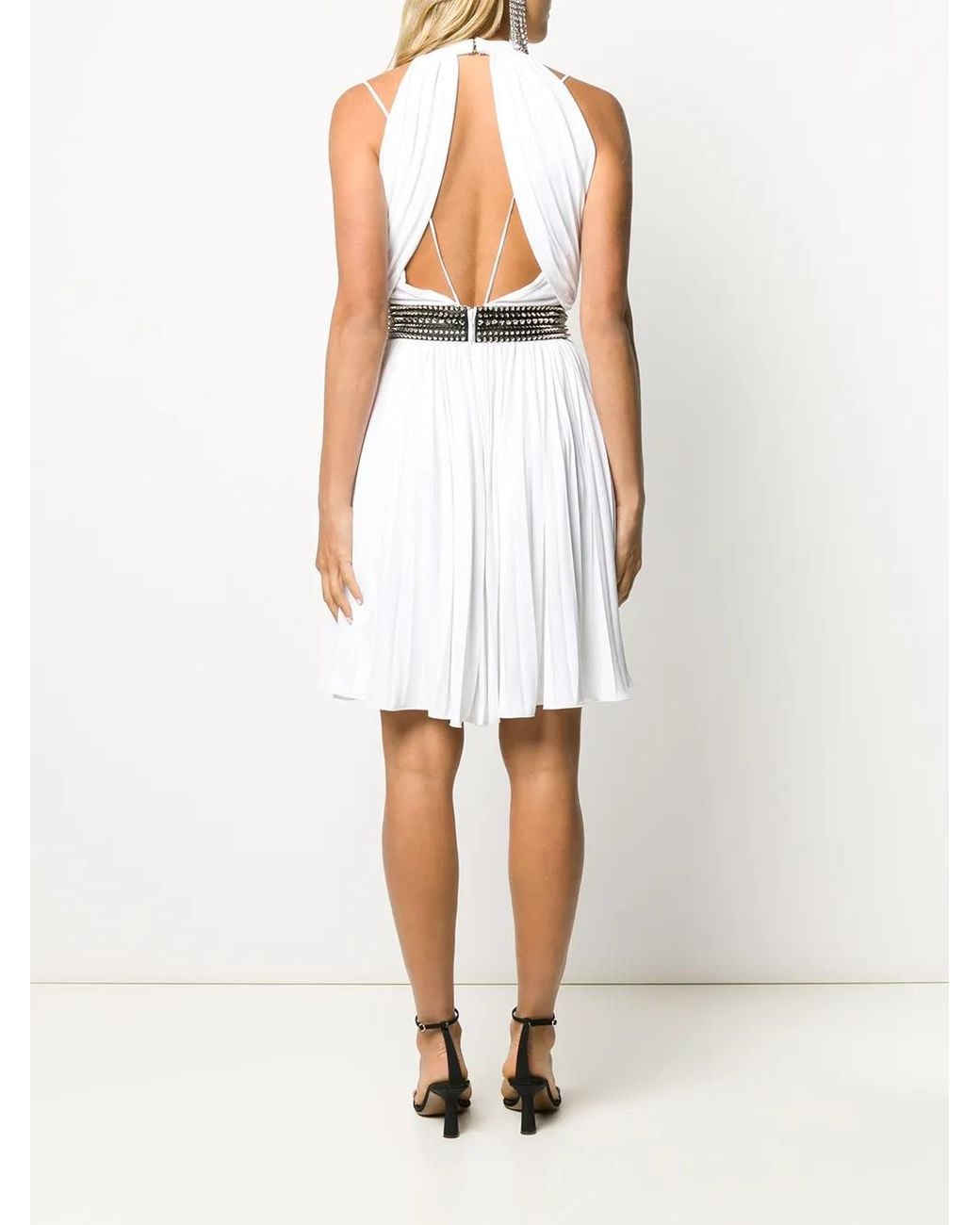 Philipp Plein White Draped Mini Dress