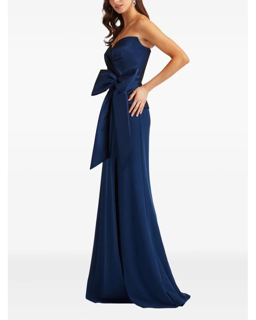 Tadashi Shoji Blue Kinah Strapless Maxi Dress