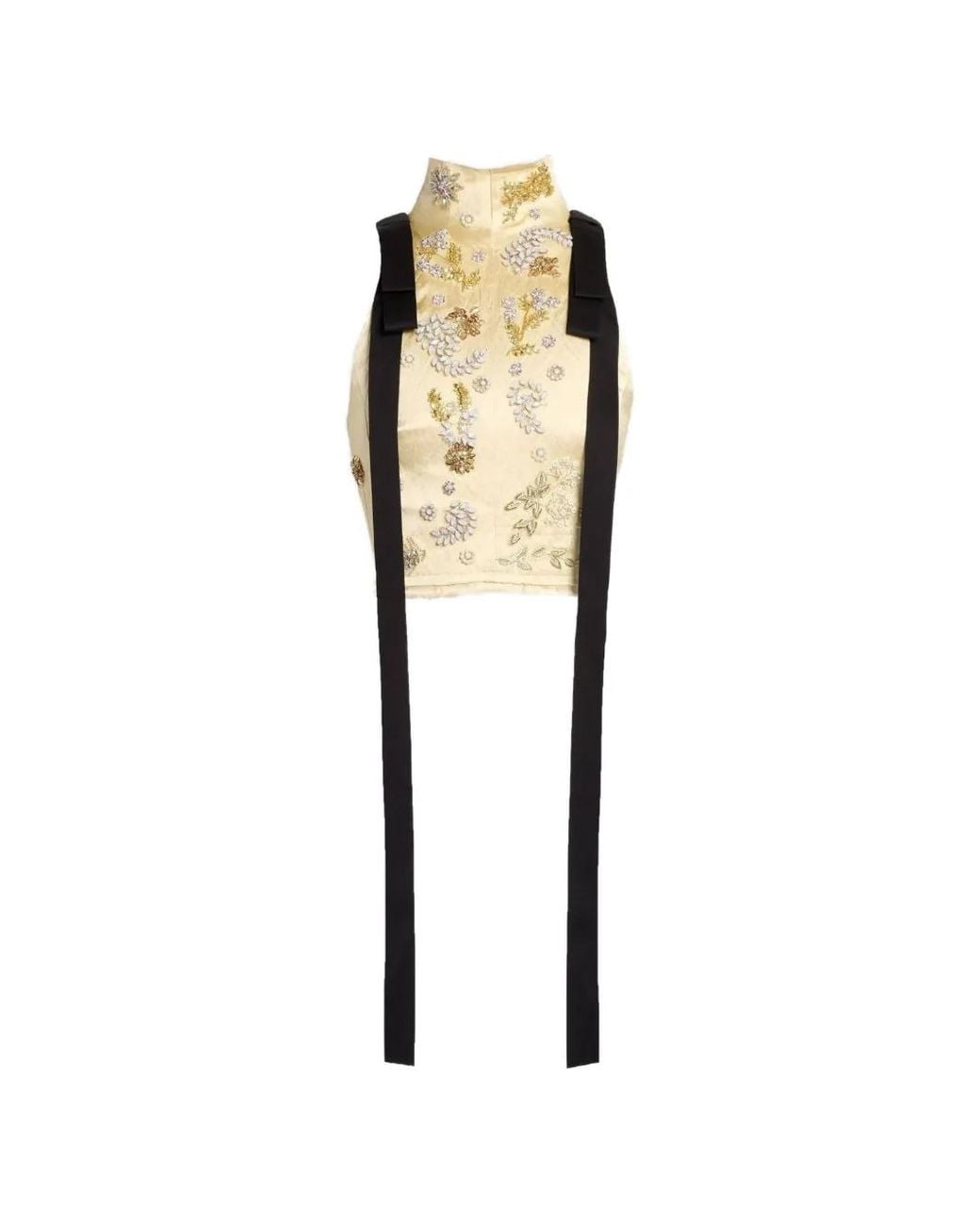 Erdem White Crystal-Embellished Bow-Detail Top