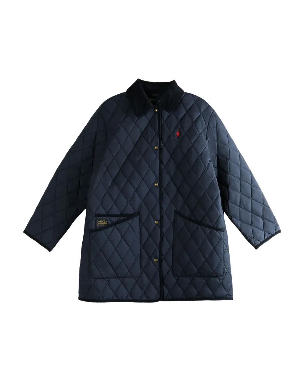 Polo Ralph Lauren Blue Quilted Corduroy-Collar Coat