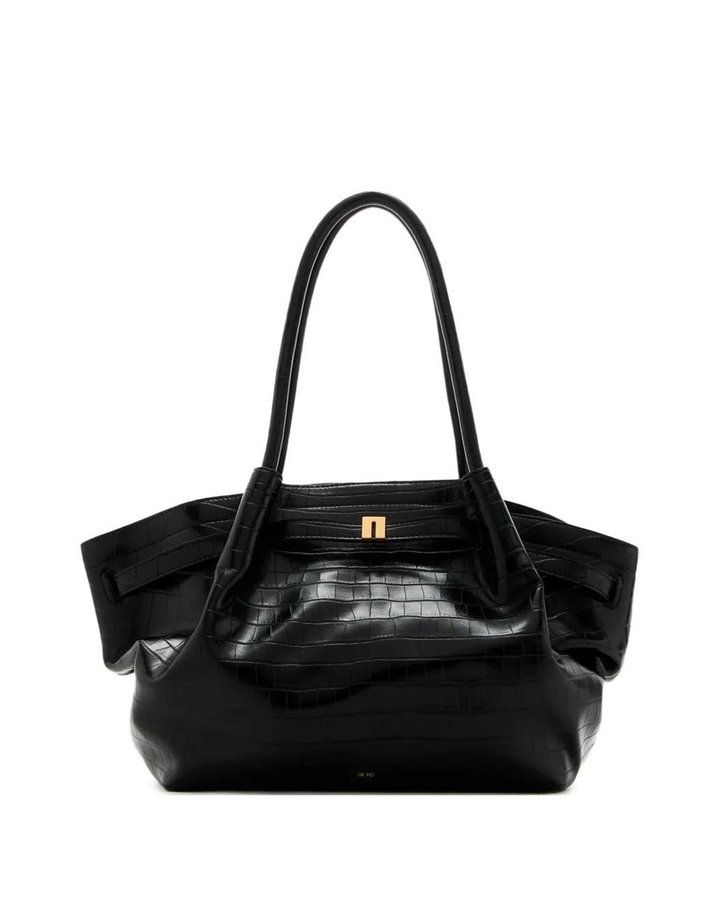 JW PEI Black Medium Hana Crocodile-Embossed Tote Bag