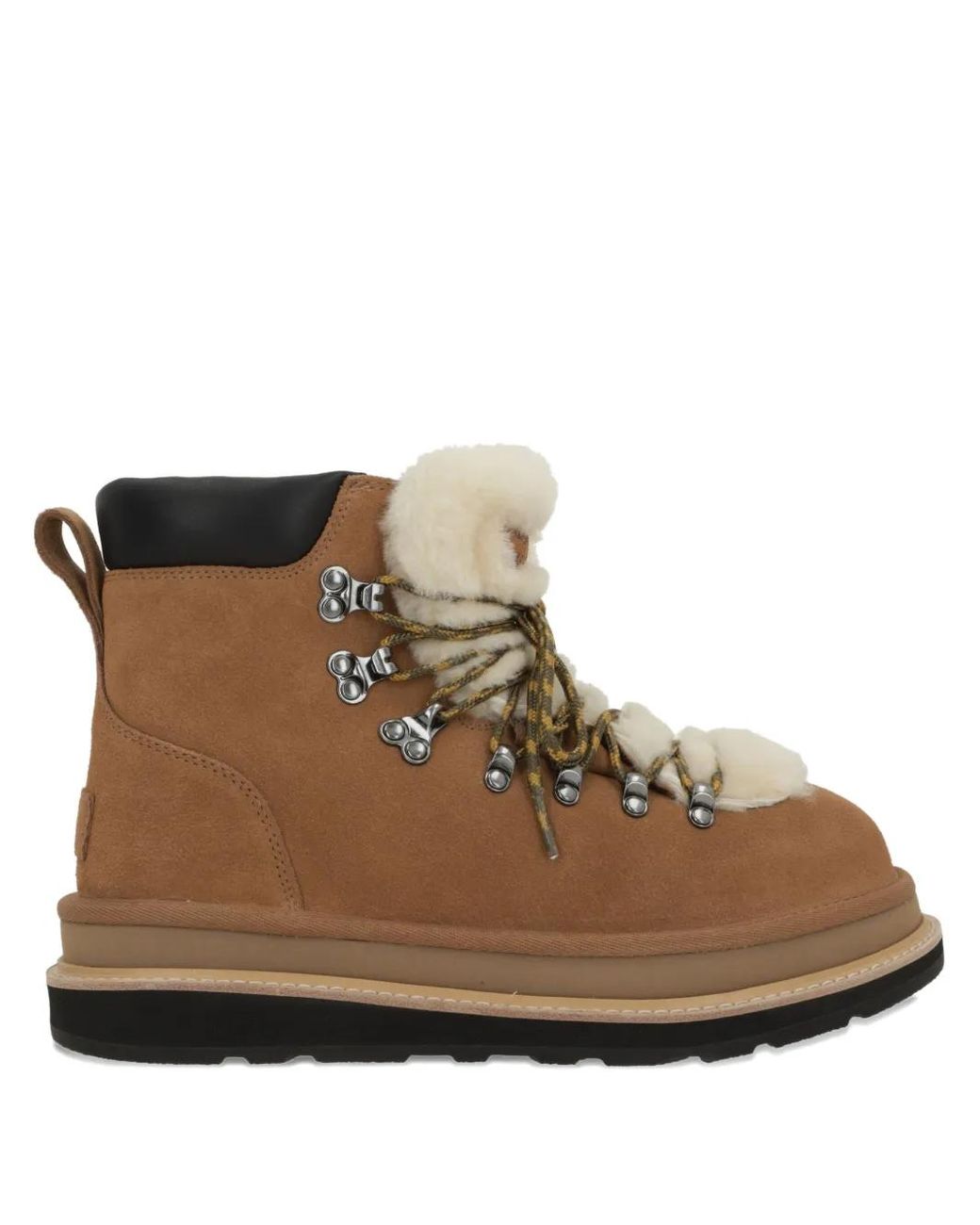Ugg Brown Fur-Trim Lace-Up Boots