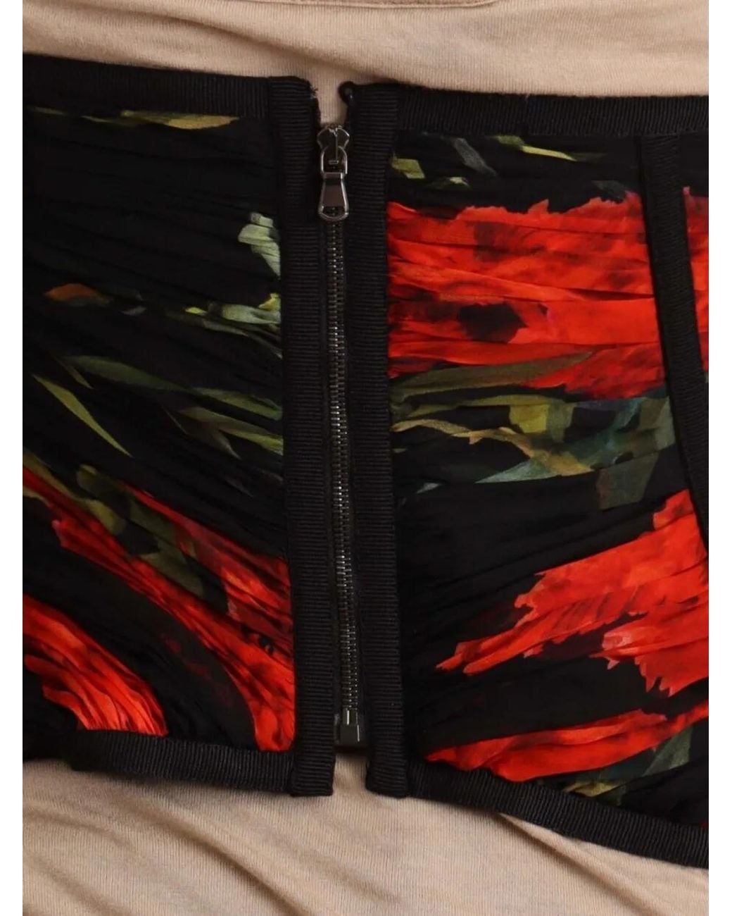 Dolce & Gabbana Black Floral-Print Silk Corset
