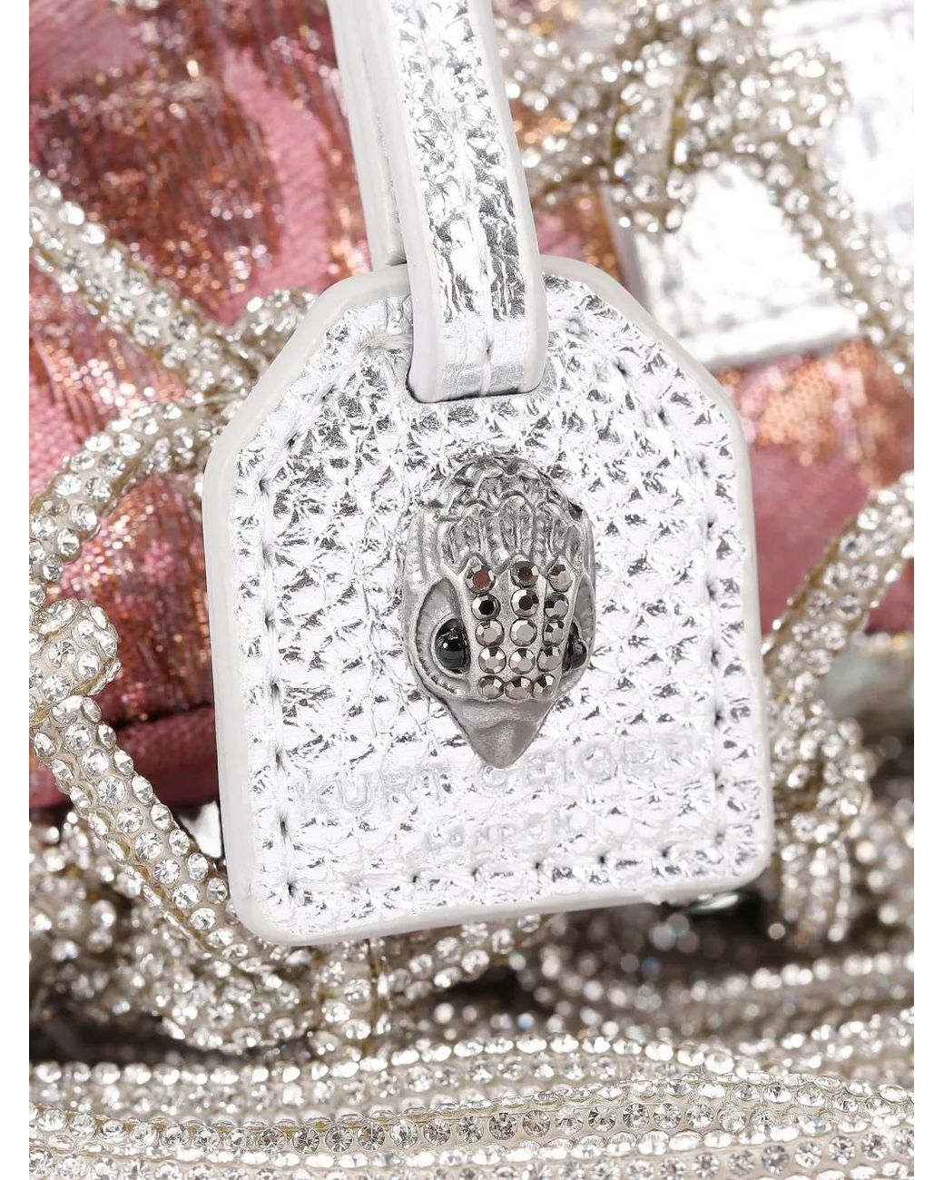 Kurt Geiger White Macrame Crystal Mini Bag