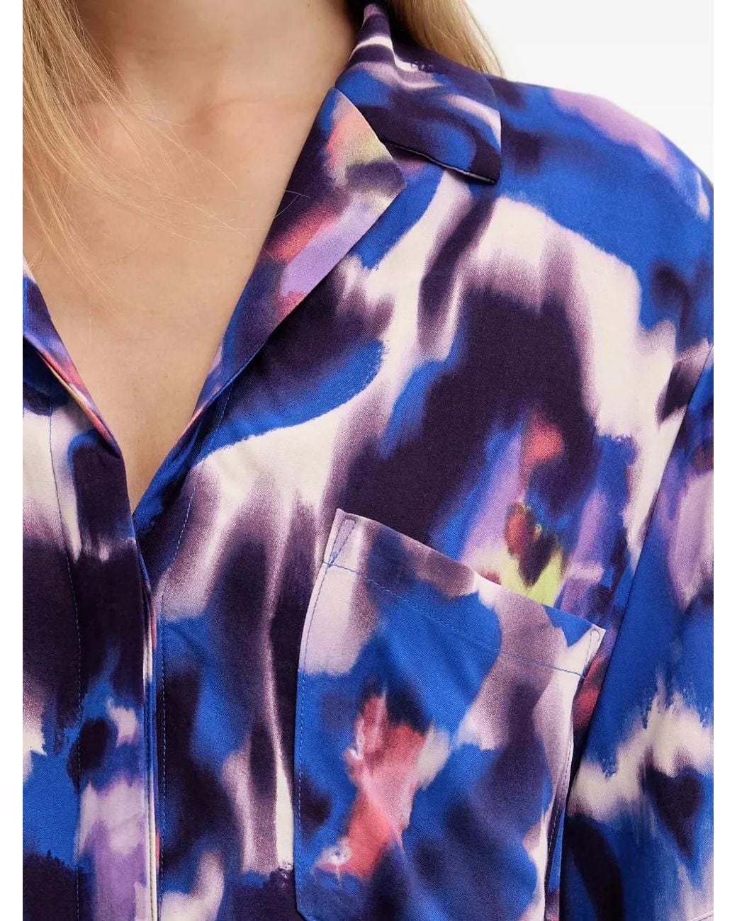 Chantelle Blue Explore Abstract-Print Short-Sleeve Shirt