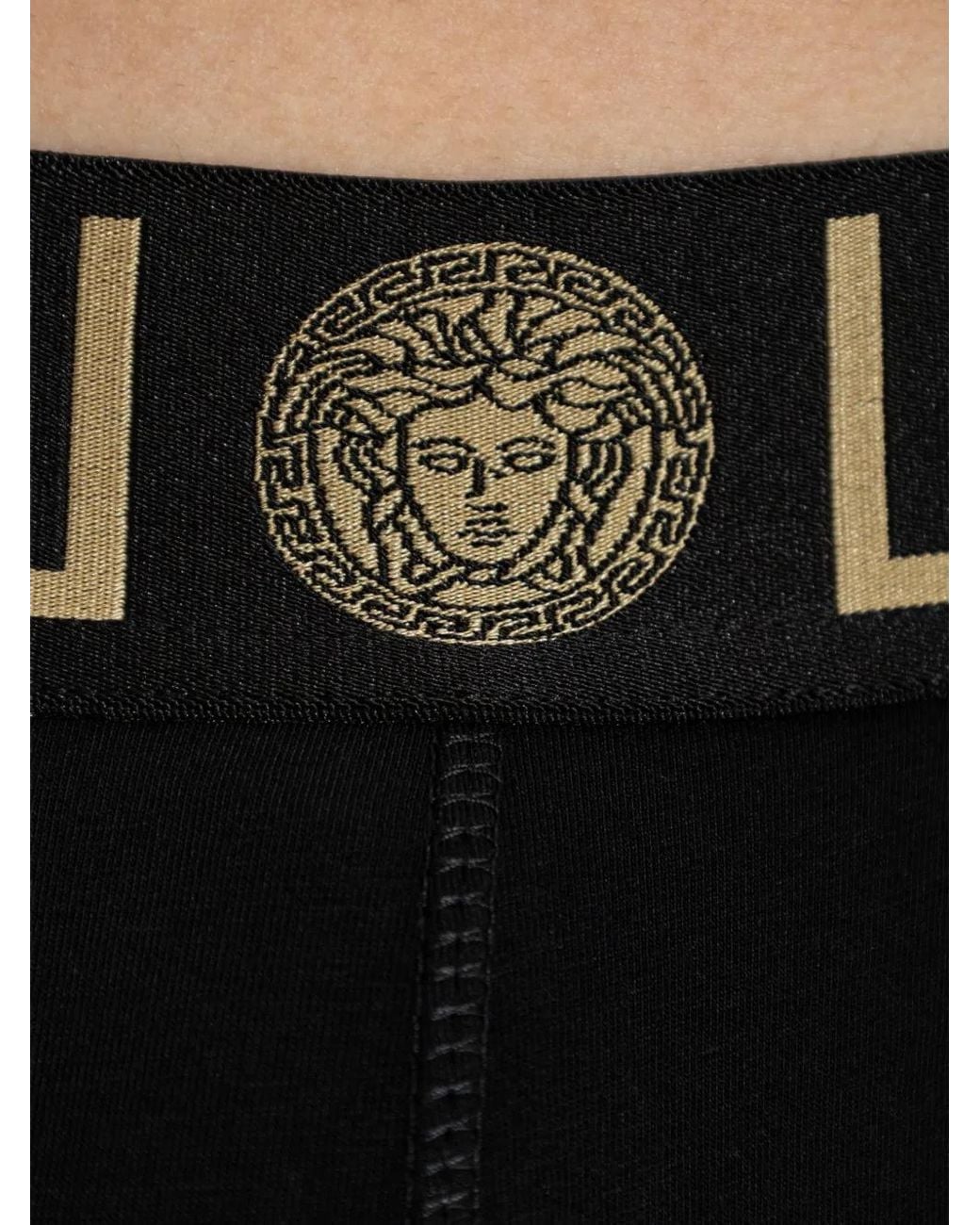 Versace Drie Greca Medusa Head Slips in het Black voor heren