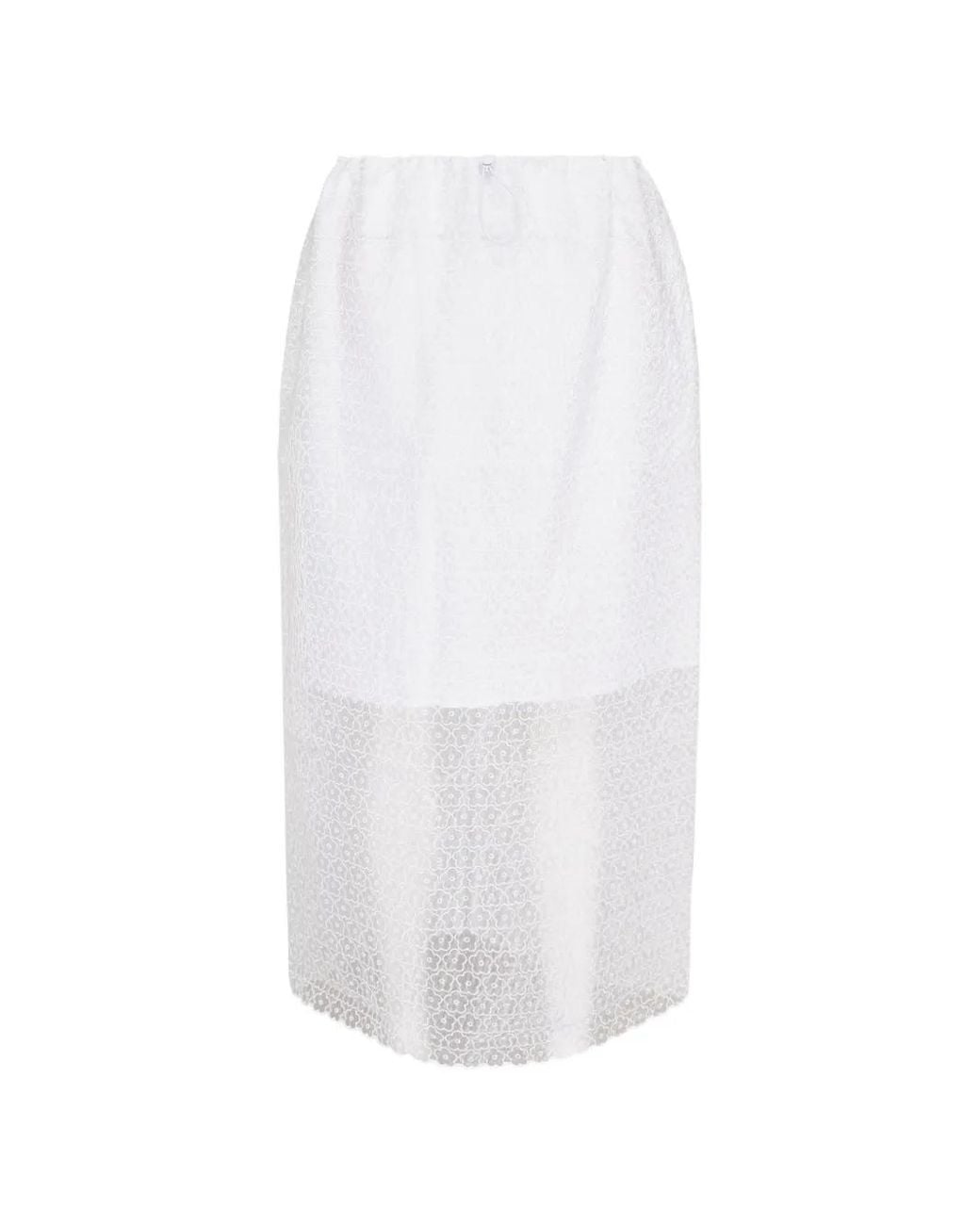 CECILIE BAHNSEN White Donna Flower-Embroidered Skirt