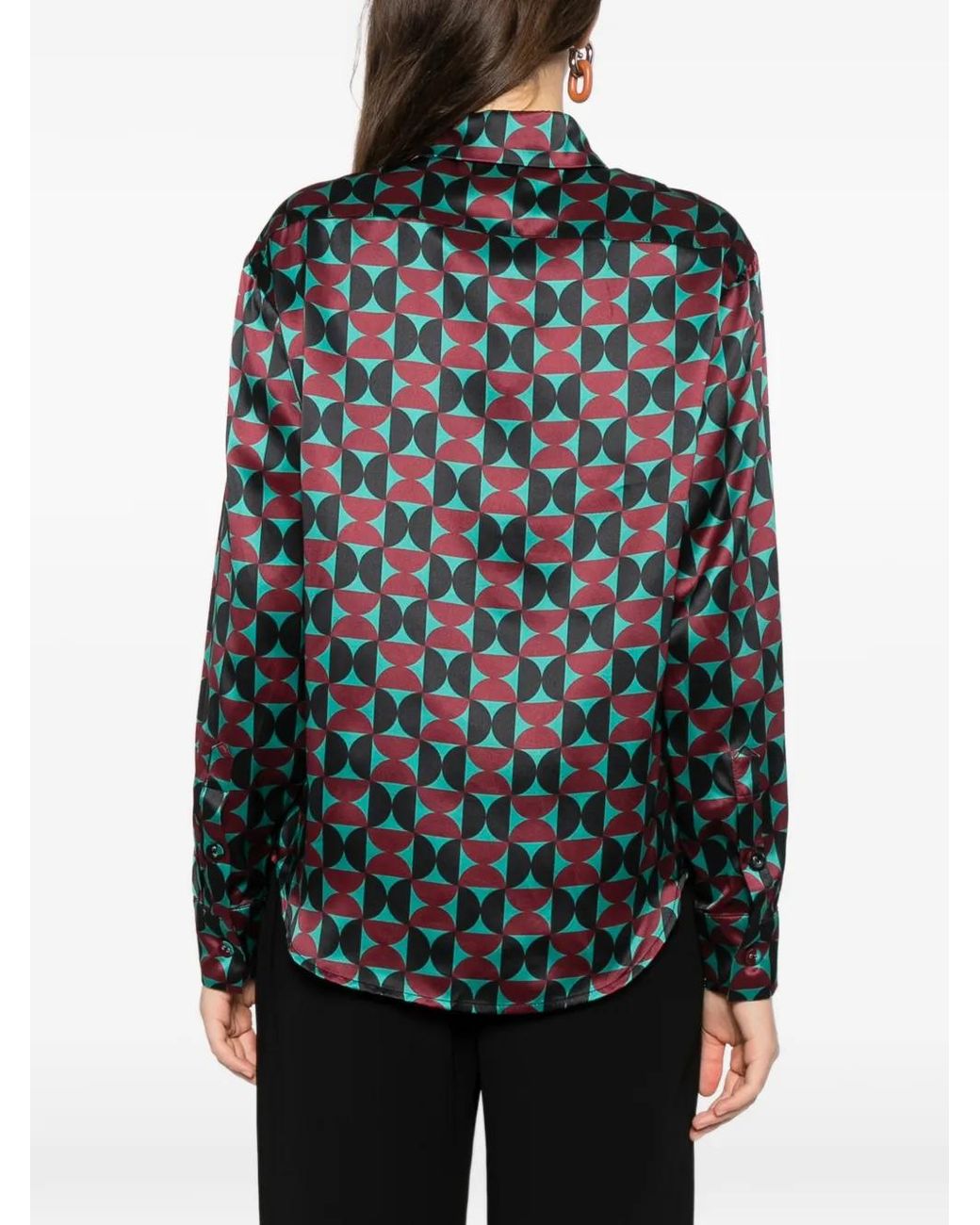 Cynthia Rowley Green Geometric Pattern Shirt