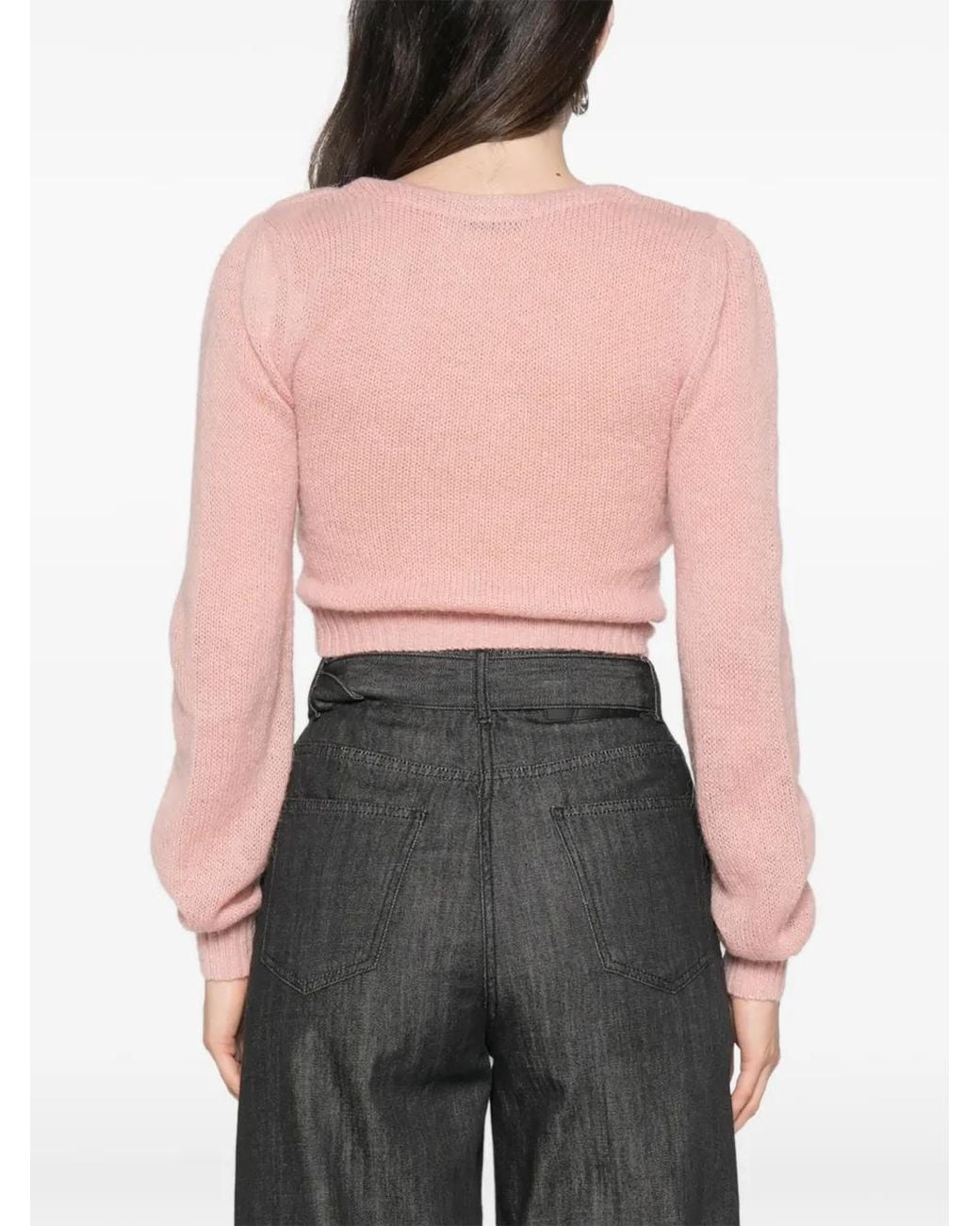Twinset Pink Twist-Detail Cropped Jumper