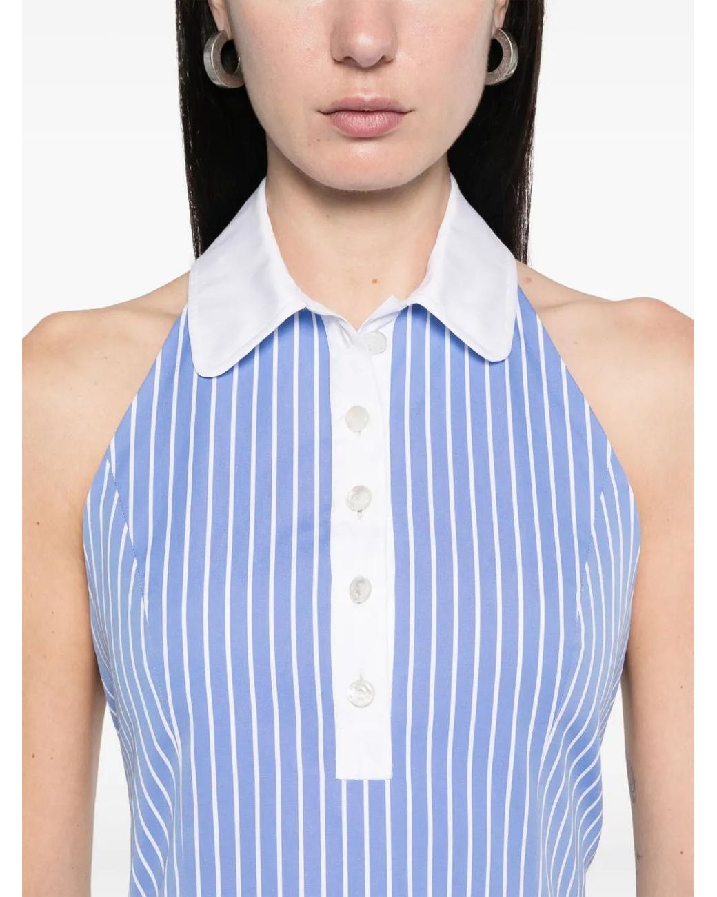 Thom Browne Blue Pinstriped Halter Top