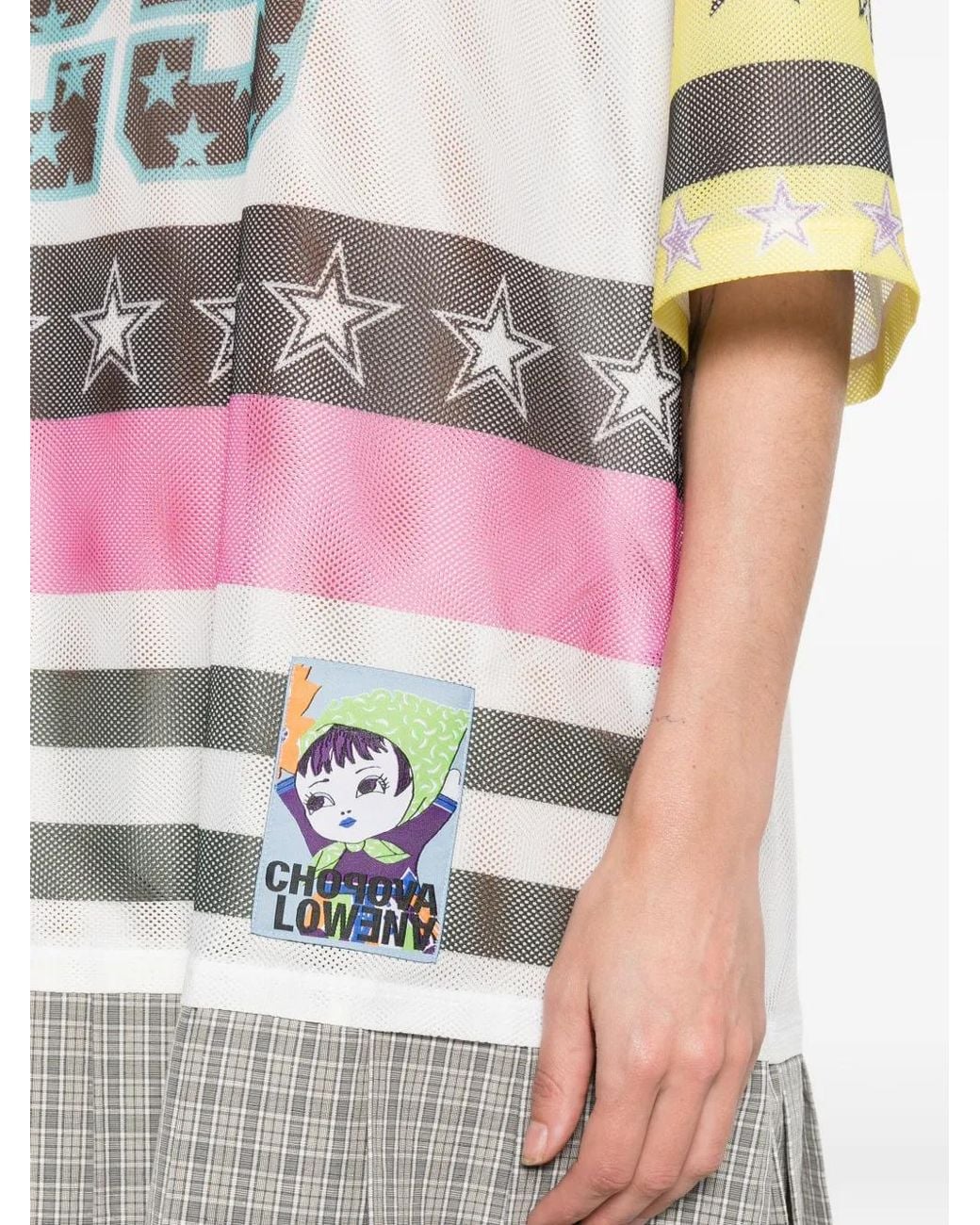 Chopova Lowena Gray Nancy Striped Check Mini Dress