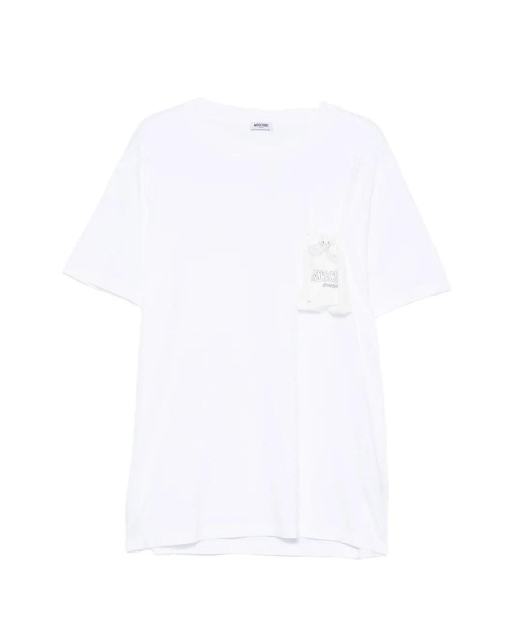 Moschino White Lace-Up Pocket T-Shirt for men