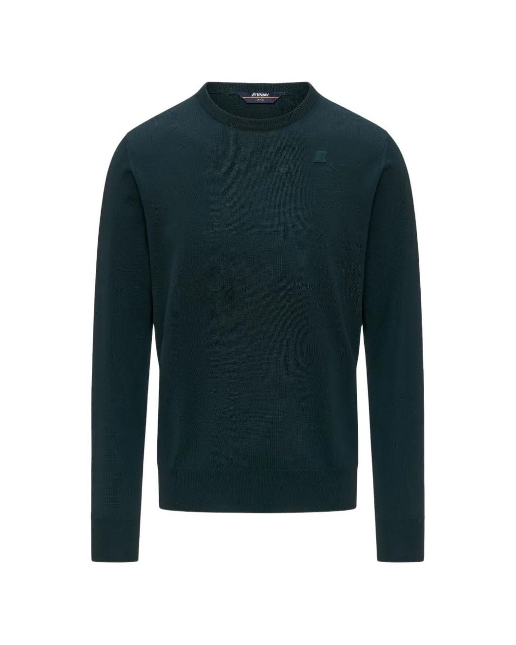 K-Way Blue Crew-Neck Logo-Patch Sweater for men