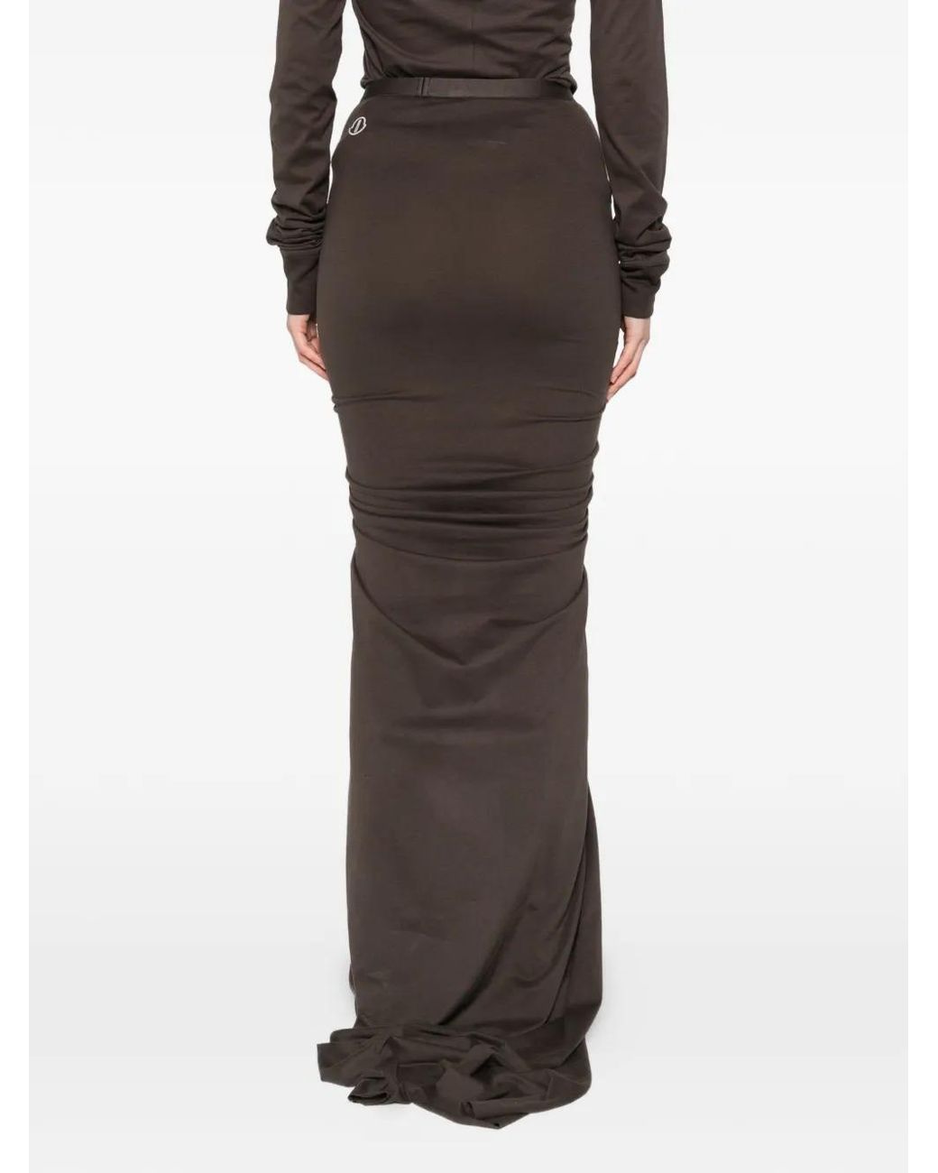 Moncler Brown X Rick Owens Drawstring Slit Maxi Skirt