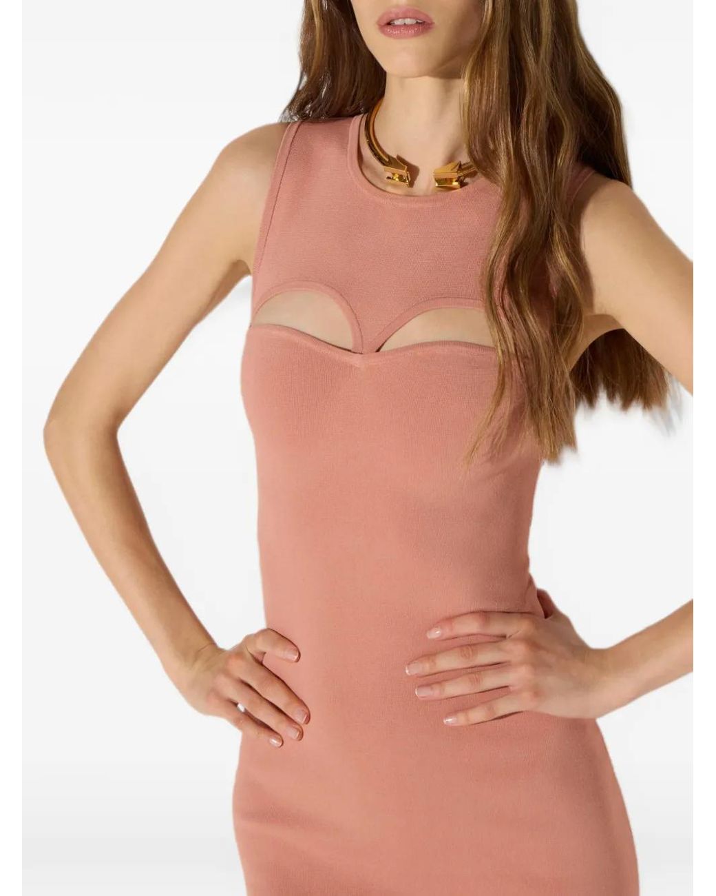 Elisabetta Franchi White Knit Dress With Cut-Outs