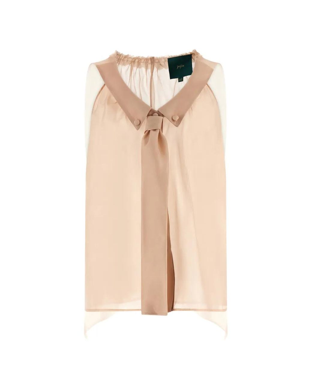 Jejia Natural Ruffle-Collar Silk Blouse