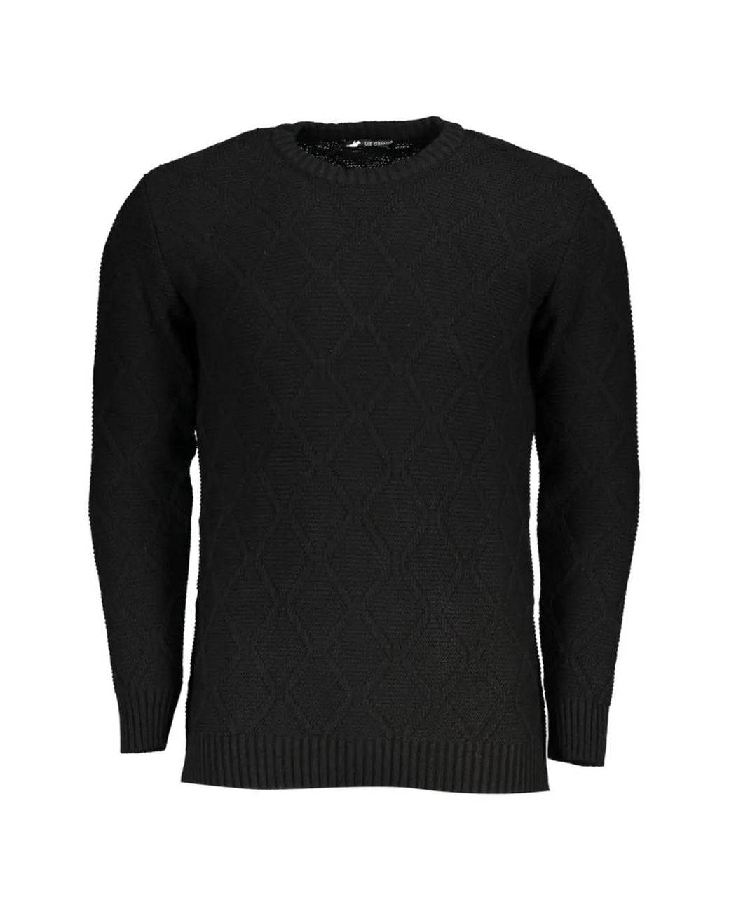 U.S. Grand Black Crew-Neck Knitted Sweater for men
