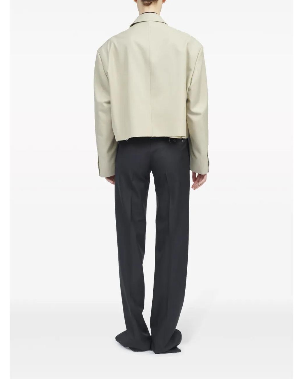 MM6 by Maison Margiela White Single-Breasted Cropped Blazer