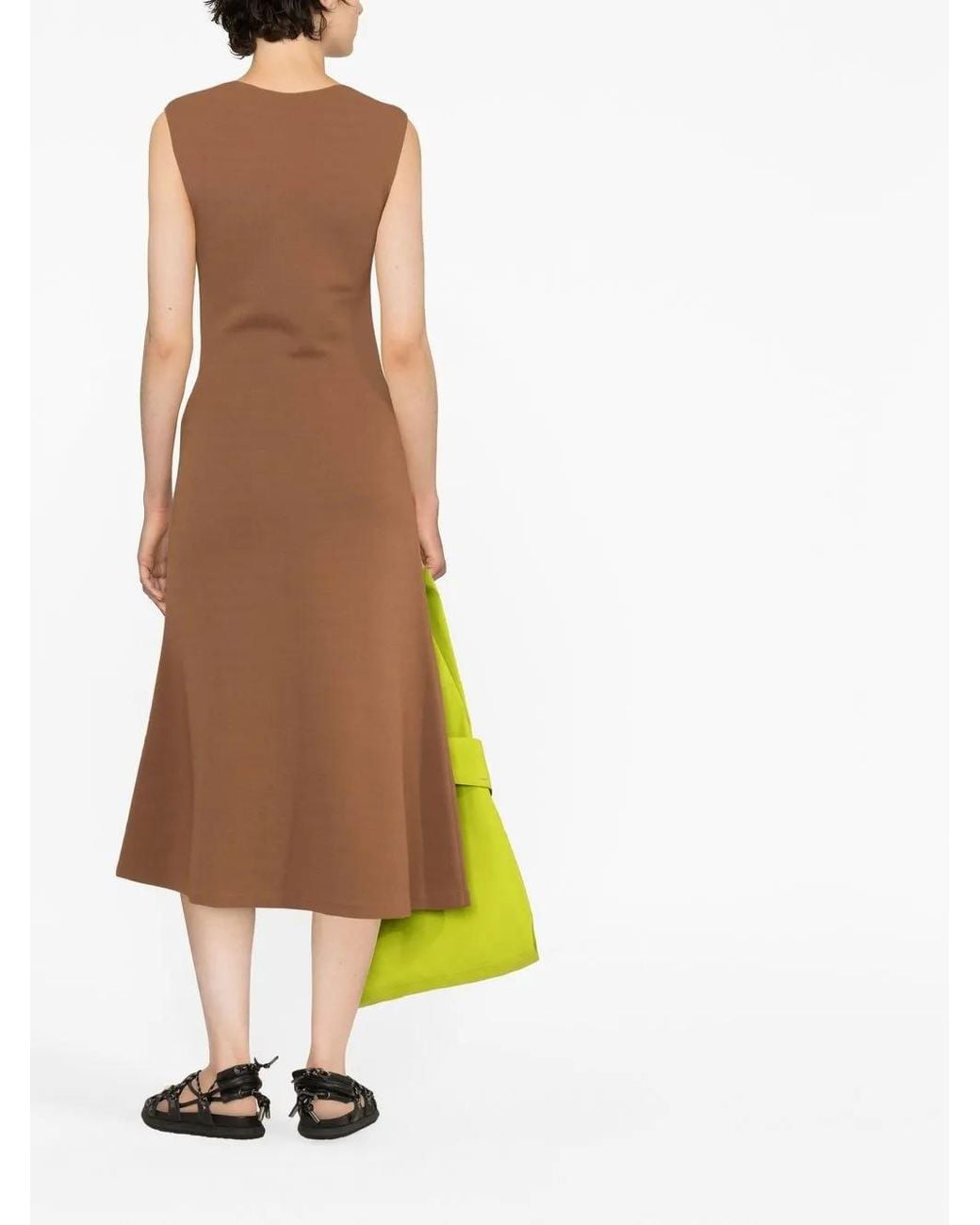 Stella McCartney Brown Square-Neck Sleeveless Flared Dress