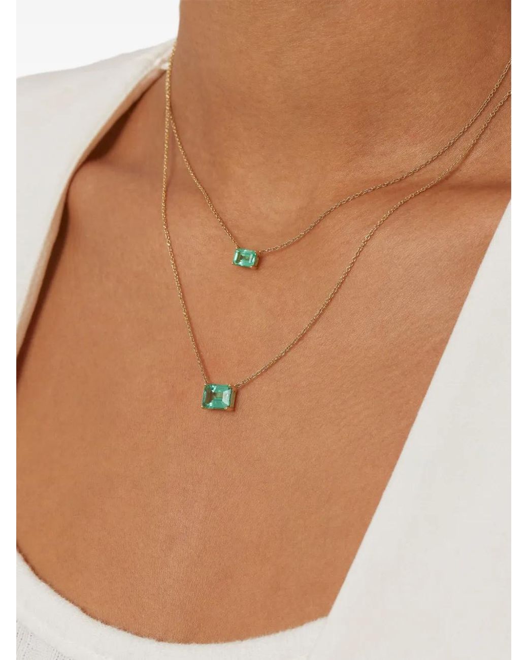 VEYNOU Metallic 14Kt Recycled Eden Emerald Necklace
