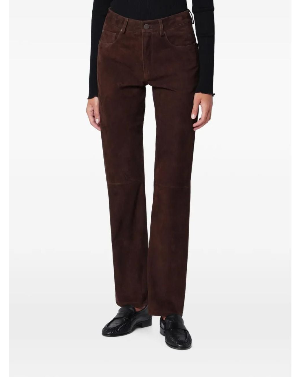 Arma Black Suede Leather Trousers