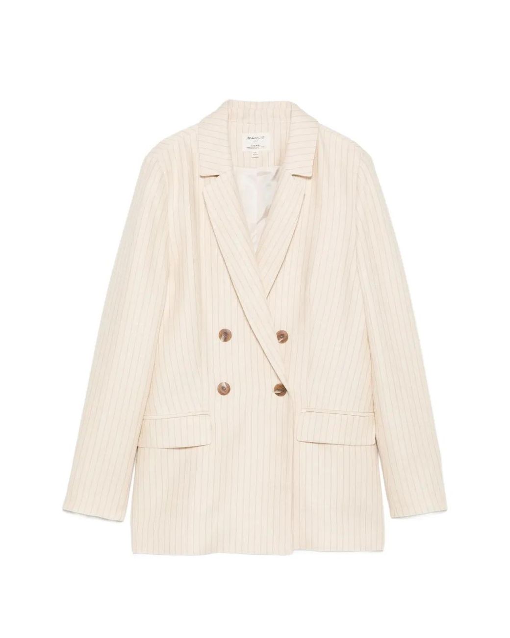 MAISON 123 White Florine Pinstripe Double-Breasted Blazer
