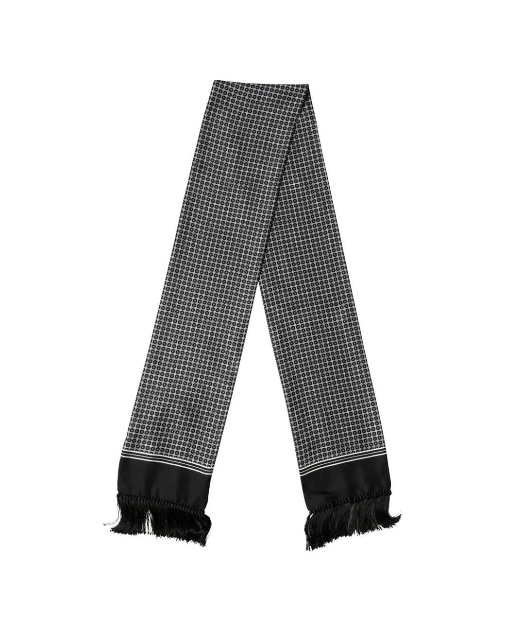 Dolce & Gabbana Gray Geometric-Print Fringed Scarf