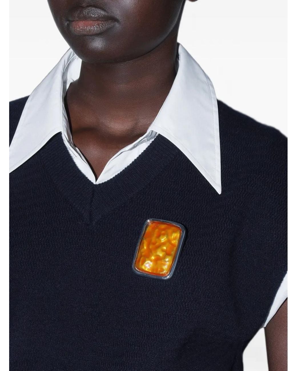 Female Orange Rectangle Toga Square Wave Brooch in Orange | Lyst