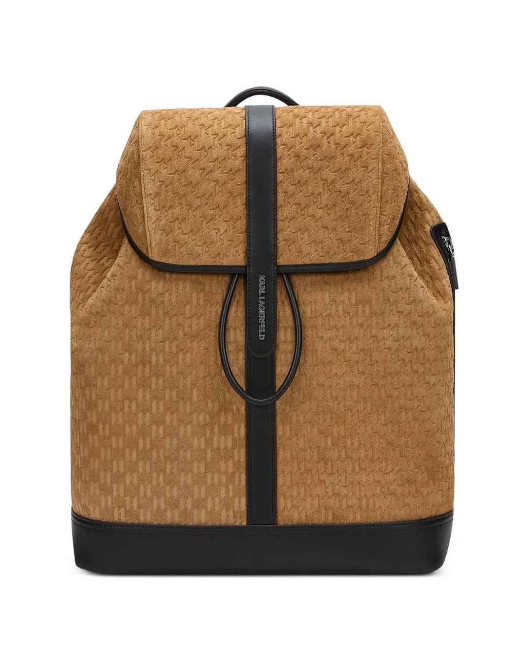 Karl Lagerfeld Brown Monogram-Debossed Backpack for men