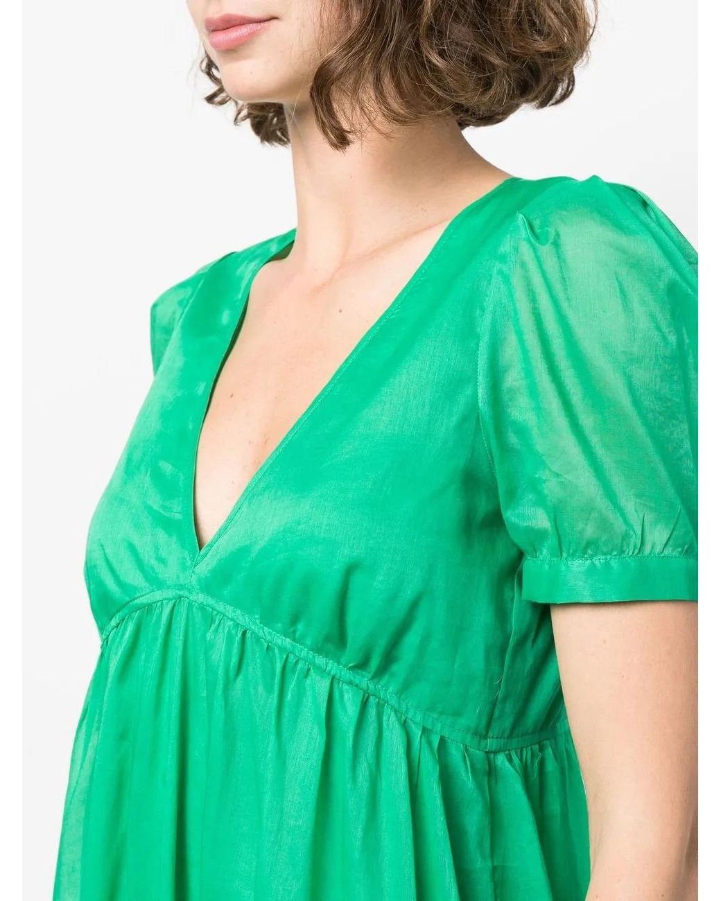 Blanca Vita Green Tiered V-Neck Dress