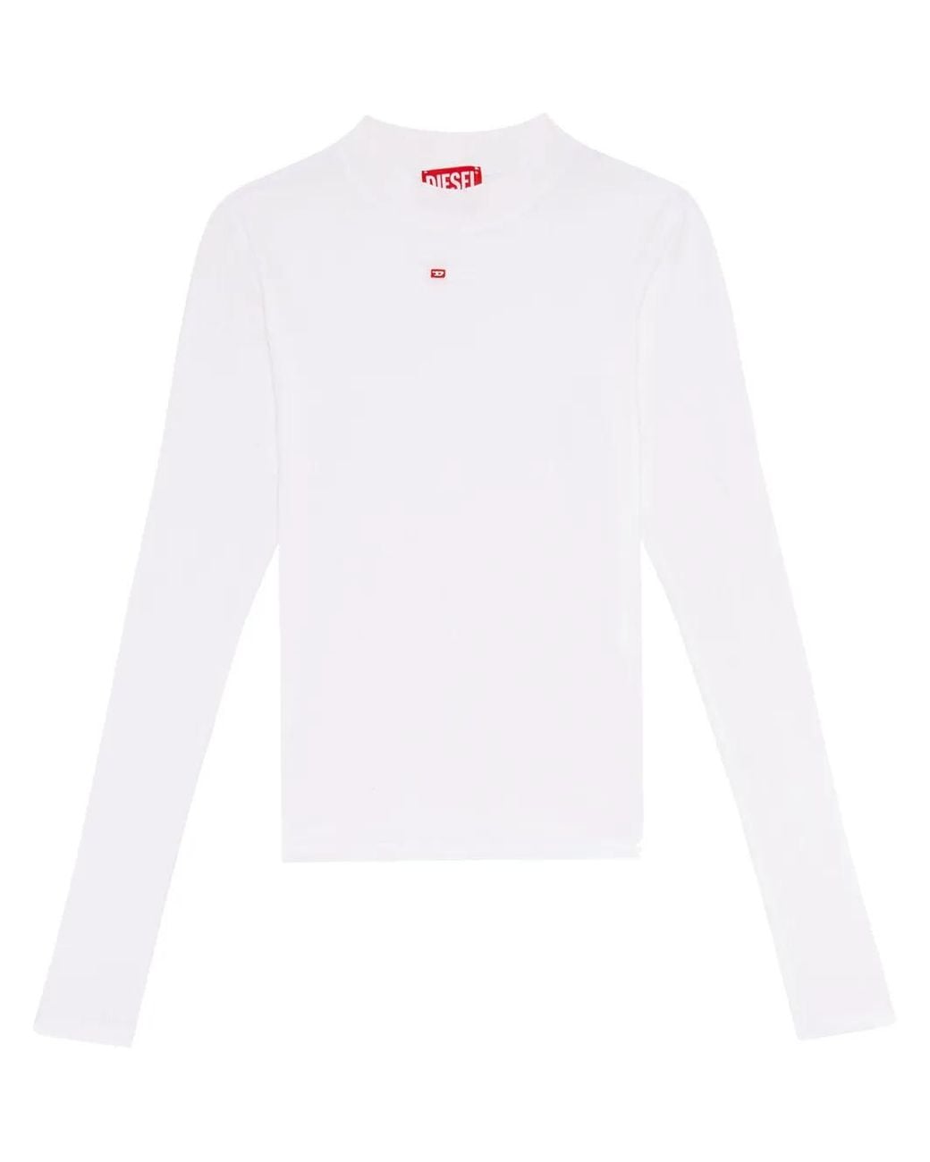 DIESEL White T-Mokky-Ls-Microdiv Mock-Neck Top